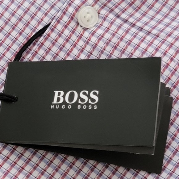New Hugo Boss Mens Small Check Shirt Button Down Long Sleeve Sharp Fit 15.5 32/3 - Picture 5 of 13